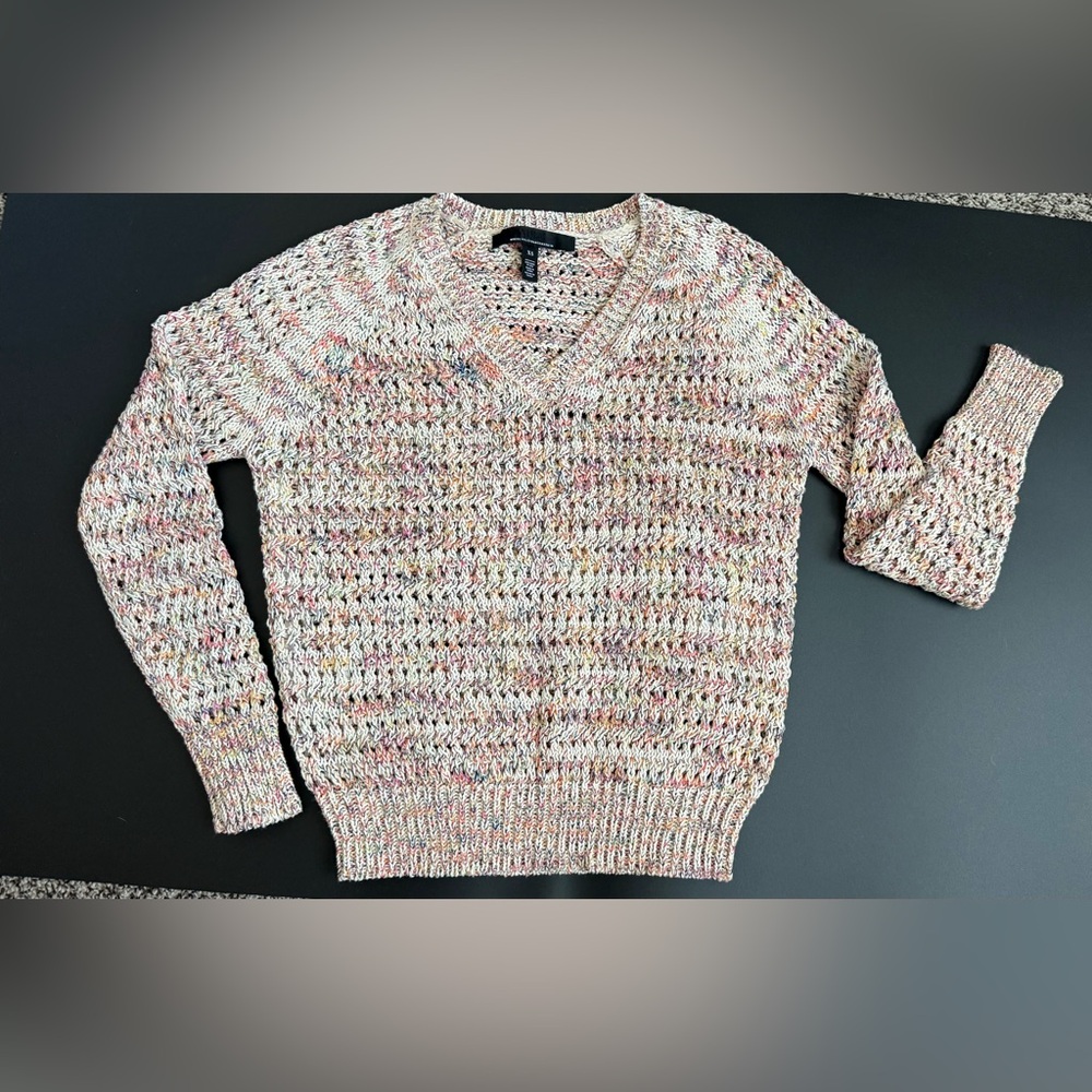 White House black market multi colored cotton blend sweater XS